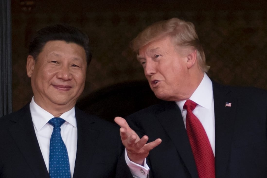 US President Donald Trump , right, welcoming Chinese President Xi Jinping to Trump’s Mar-a-Lago estate in West Palm Beach, Florida, in April. Photo: AFP