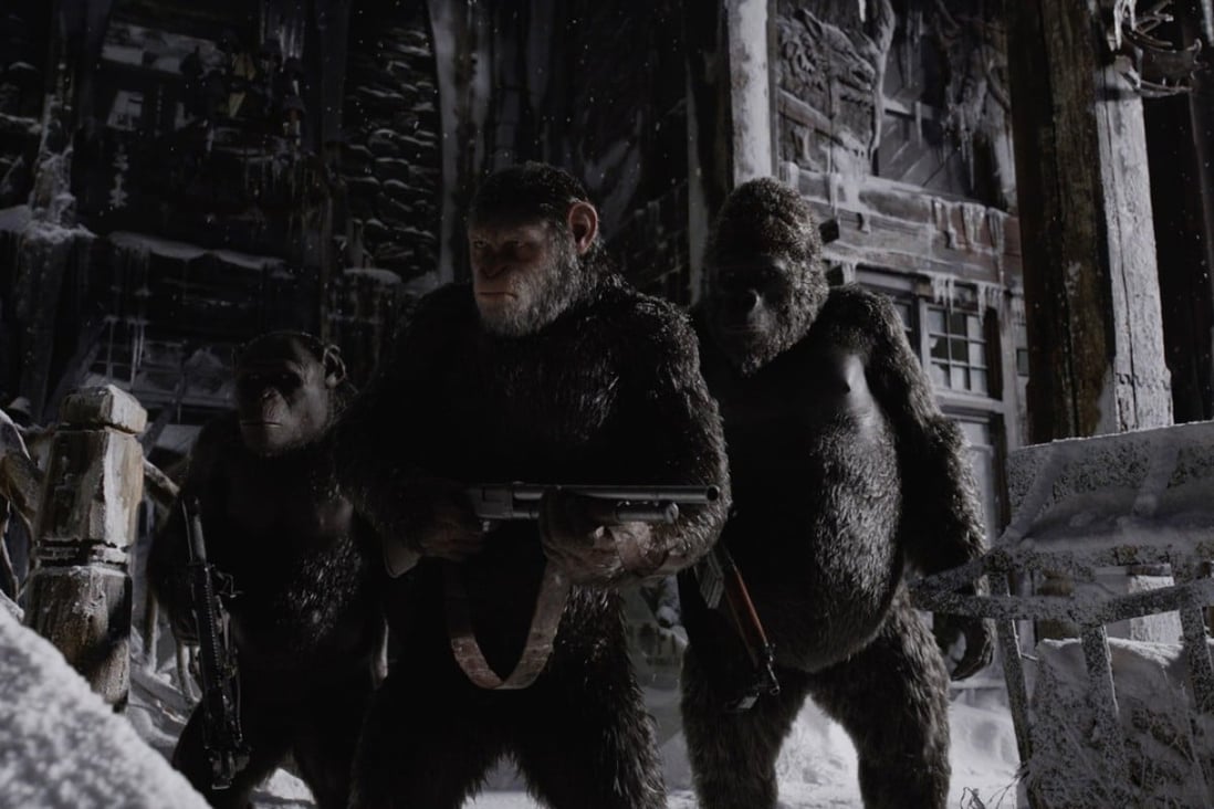 Caesar, played by Andy Serkis, in War for the Planet of the Apes (category IIA), directed by Matt Reeves. The film also stars Woody Harrelson and Steve Zahn