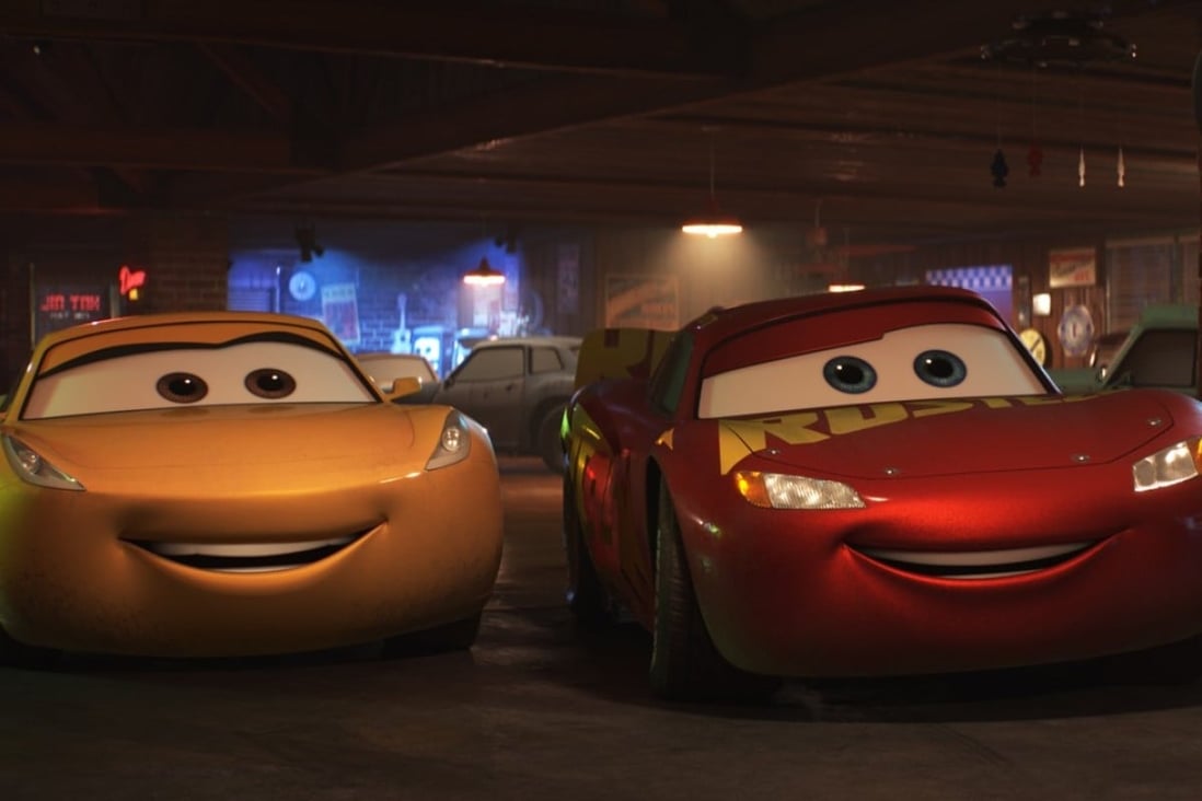 Lightning McQueen (right, voiced by Owen Wilson) and Cruz Ramirez (Cristela Alonzo) in Cars 3 (category I), directed by Brian Fee.