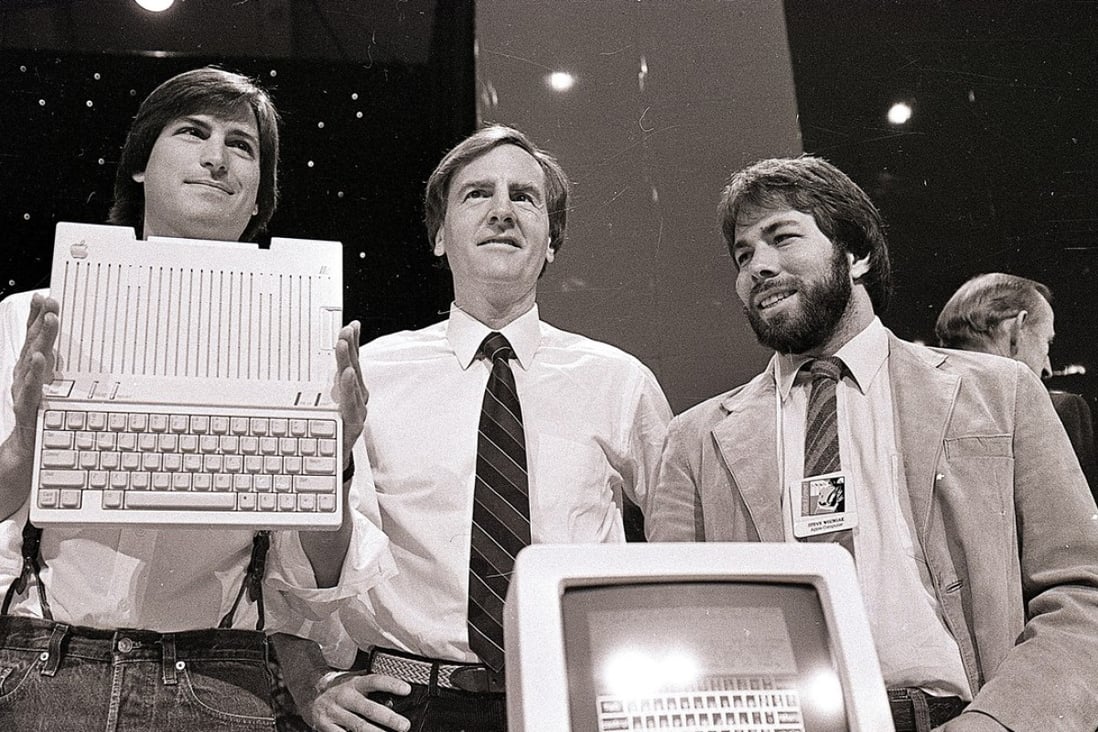 From left, Steve Jobs, John Sculley and Steve Wozniak of Apple, pictured in 1984, the year the company’s advert, screened during the Superbowl,, promised that computers would free the oppressed from tyrannical rule. Photo: AP