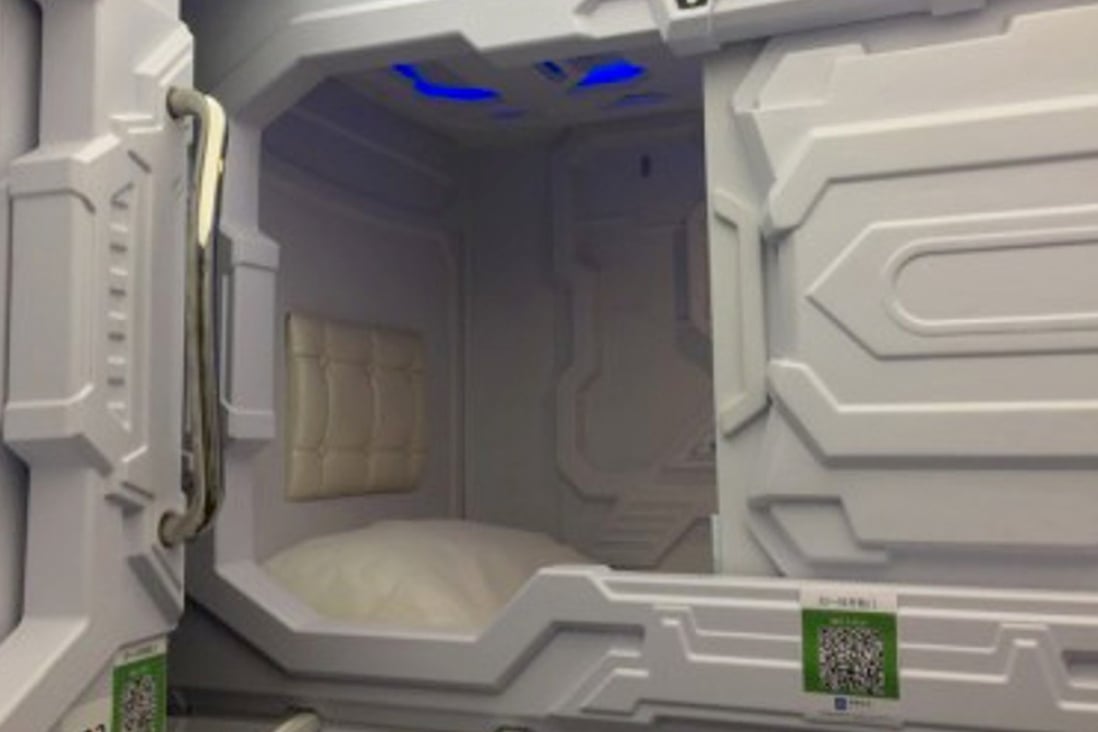 One of the capsule beds on offer for tired office workers at a Xiangshui Space hotel in Beijing. Photo: Handout
