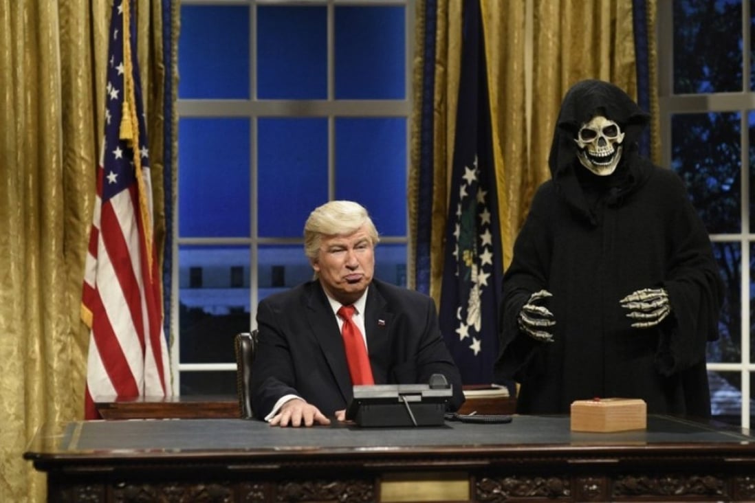 Alec Baldwin plays President Trump alongside ‘Steve Bannon’ on Saturday Night Live, one of the American shows scrubbed from Weibo. Photo: Will Heath - NBC.