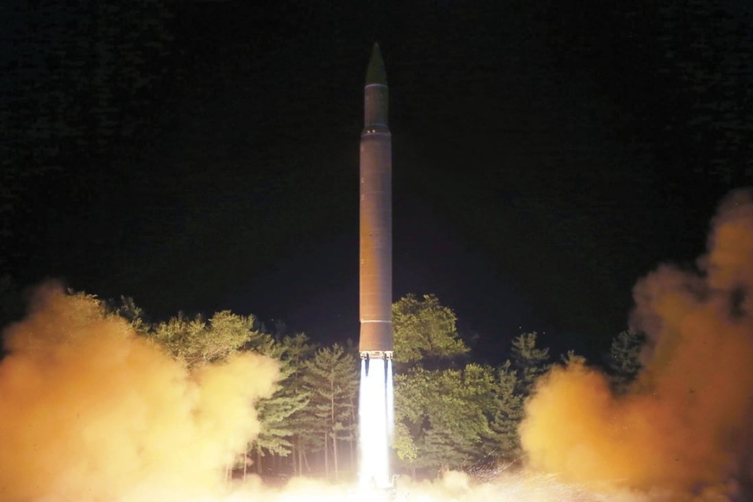 This photo taken on Friday and distributed by the North Korean government on Saturday shows what was said to be the launch of a Hwasong-14 intercontinental ballistic missile capable of reaching the US mainland. Photo: AP