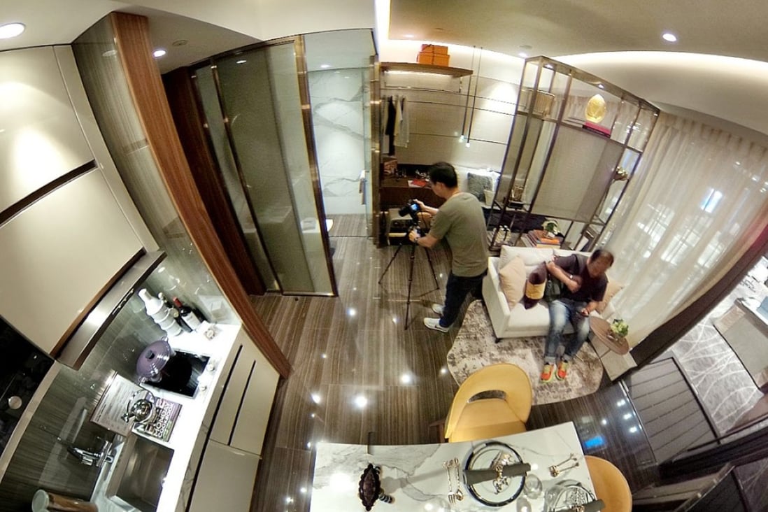 A 360-degree view of the Seven Victory Avenue’s 263-sq ft show flat. Photo: Martin Chan