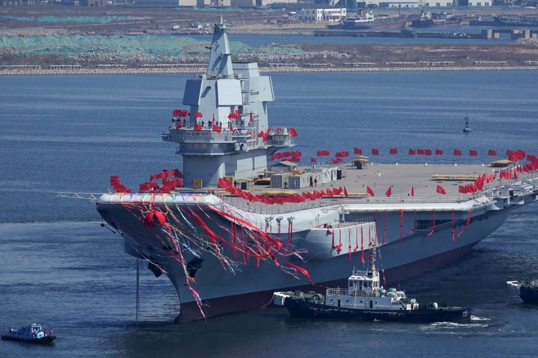 Type 001A, China's second aircraft carrier, is seen during a launch ceremony at Dalian shipyard in Dalian, northeast China's Liaoning Province, on April 26. Photo: AFP