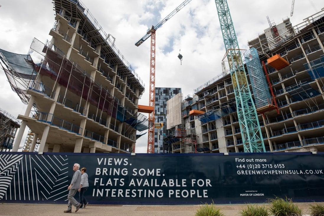 Construction work on residential flats on the Greenwich Peninsula construction site in London. Photo: Bloomberg