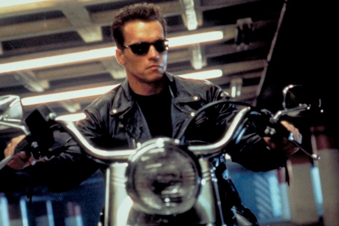 Arnold Schwarzenegger in a still from Terminator 2: Judgment Day (1991).