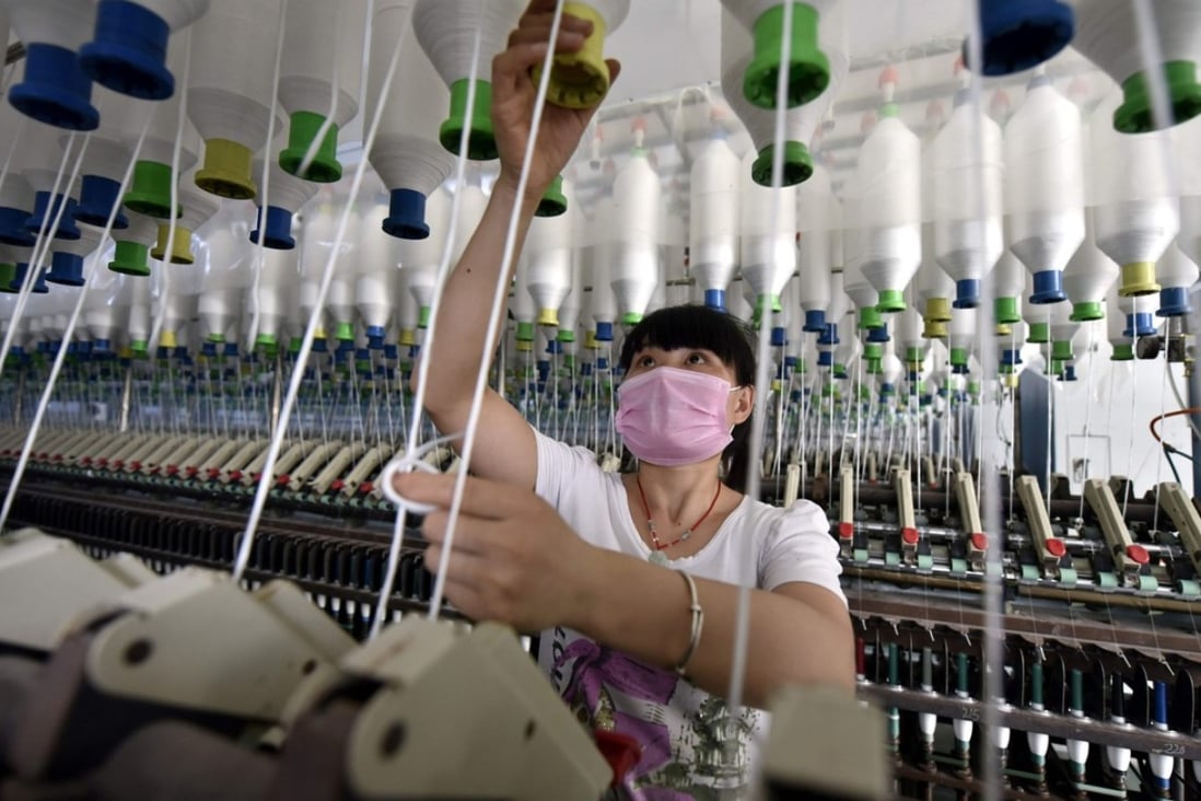 A file picture of a textile factory in Linyi in Shandong province. Photo: AFP