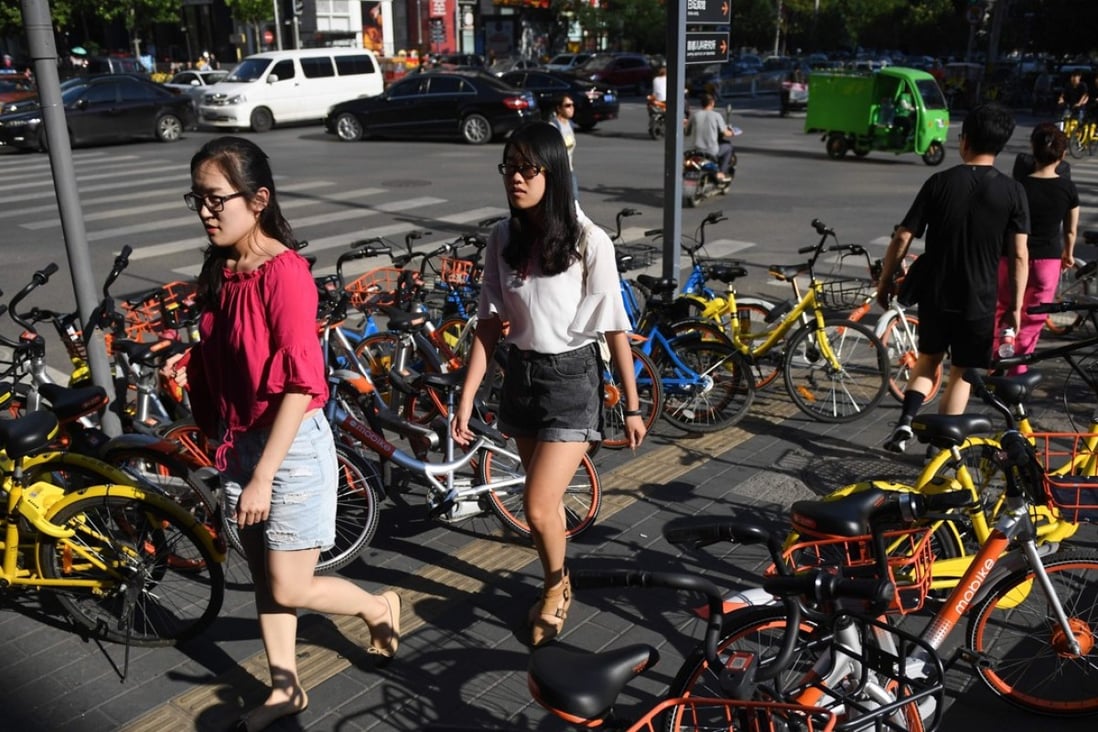 Youon, which debuted on the Shanghai bourse, has warned of risk from competition from bike-sharing apps, Ofo and Mobike that have strong funding support. Photo: AFP