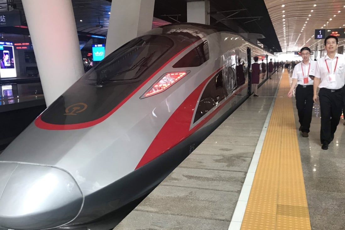 The Fuxing trains will travel at 350km/h but have a top speed of 400km/h. Photo: Xinhua