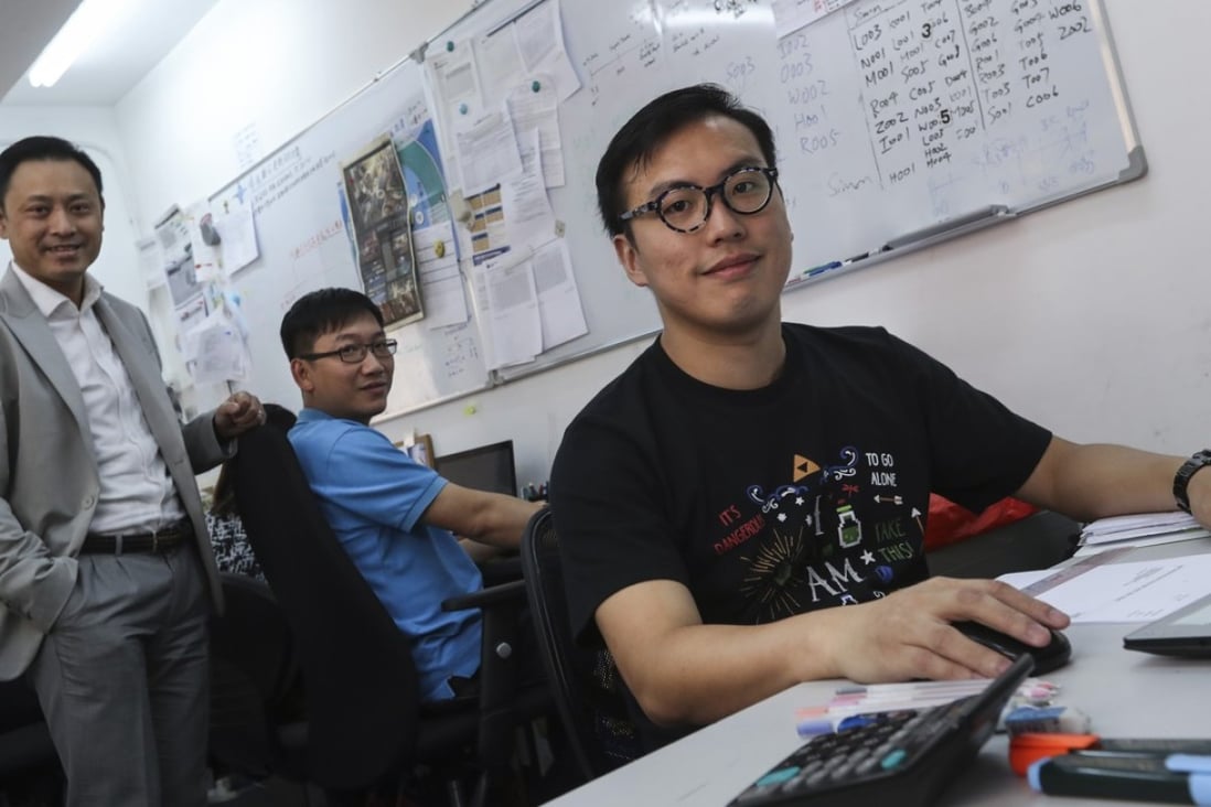 Former inmates Timothy Chan (left) and Justin Ng with their employer, Thomas Lau (right). Photo: Nora Tam