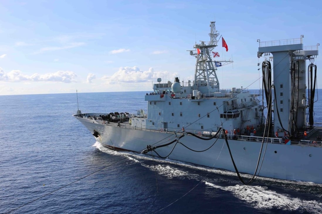 China’s naval supply ship Chaohu takes part in the exercise in the Indian Ocean. Photo: Xinhua