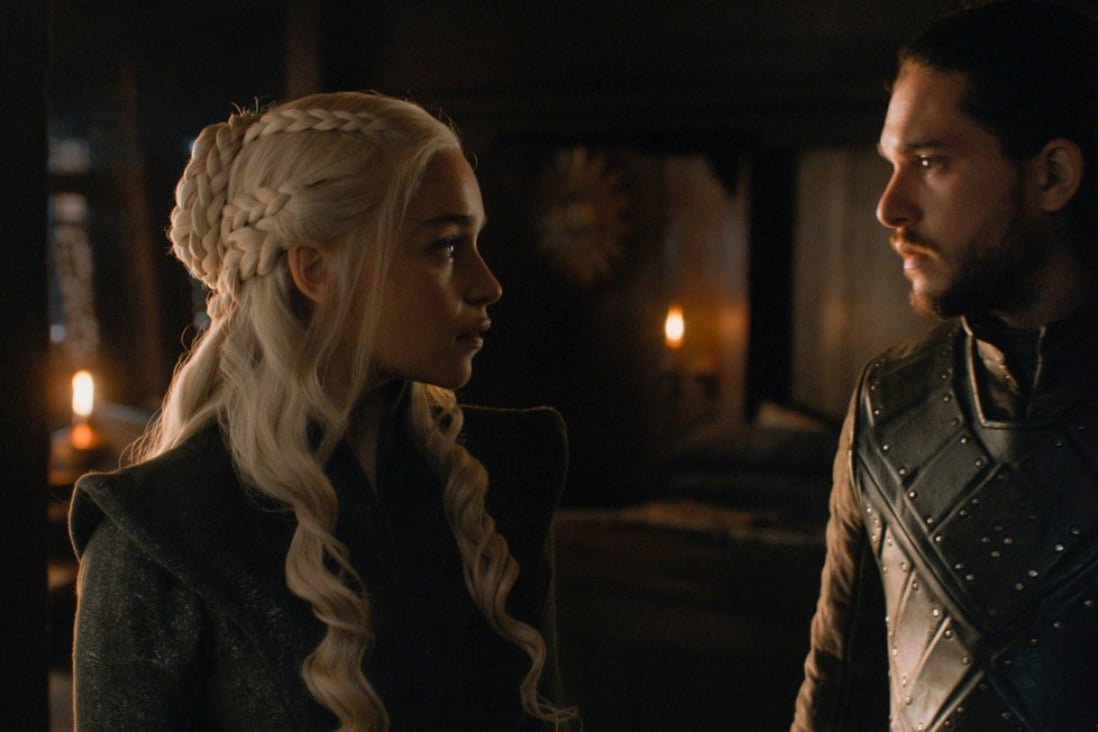 Emilia Clarke and Kit Harington in a still from episode seven of the seventh season of Game of Thrones.