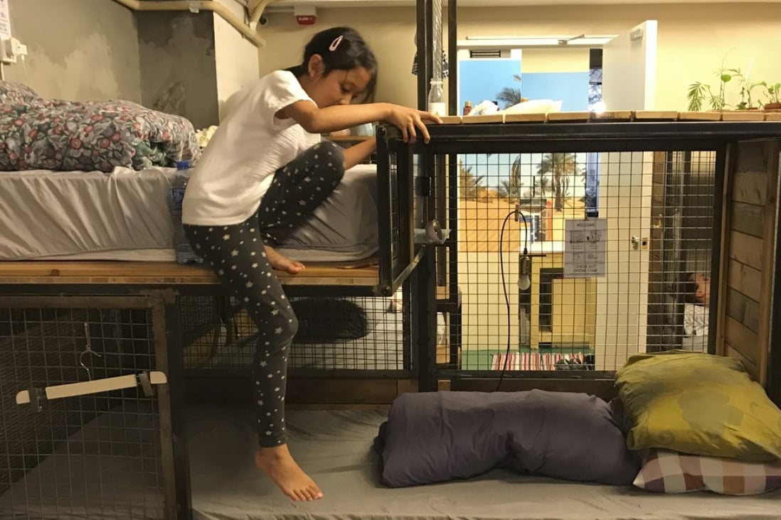 Wontonmeen’s hostel dormitory has 10 cage-home beds. Photo: Jessie Yip