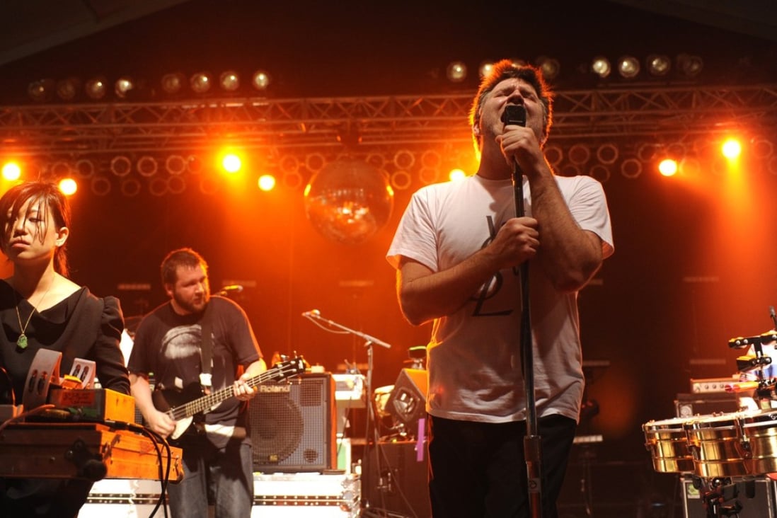 LCD Soundsystem frontman James Murphy (second right) and band members including Nancy Whang (left) perform at the Bonnaroo Music and Arts Festival in Tennessee, USA. Photo: Corbis