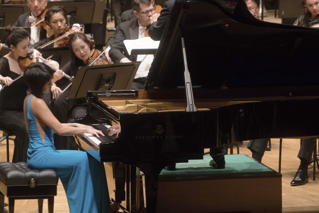 Yuja Wang plays Tchaikovsky’s Piano Concerto No. 1 with the Hong Kong Philharmonic Orchestra under music director Jaap van Zweden at the Cultural Centre in Tsim Sha Tsui. Photo: Cheung Wai-lok