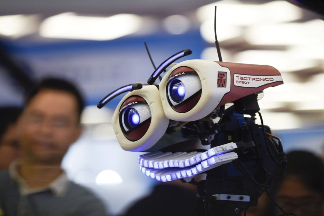 A robot called Teotronico plays the piano and sings at the 2017 World Robot Conference in Beijing last month. China has set out ambitious plans to lead the world in artificial intelligence by 2030. Photo: AFP