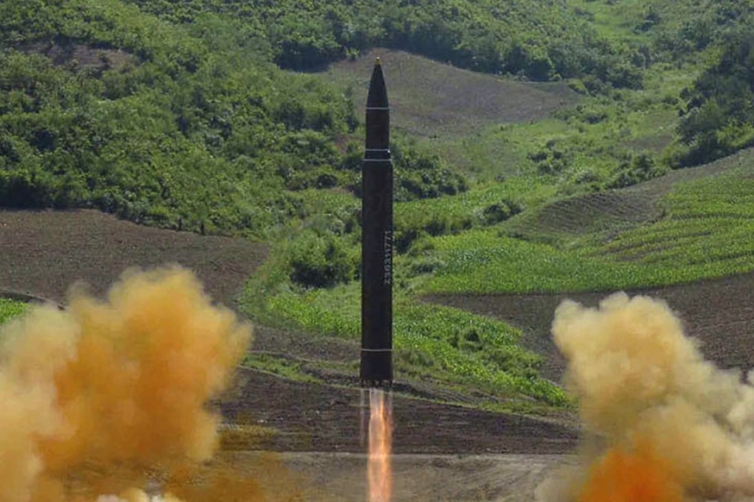 The launch of a North Korean Hwasong-14 intercontinental ballistic missile in July. File photo: AP