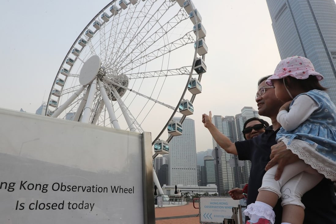 The Hong Kong Observation Wheel is closed in Central. Photo: Edward Wong