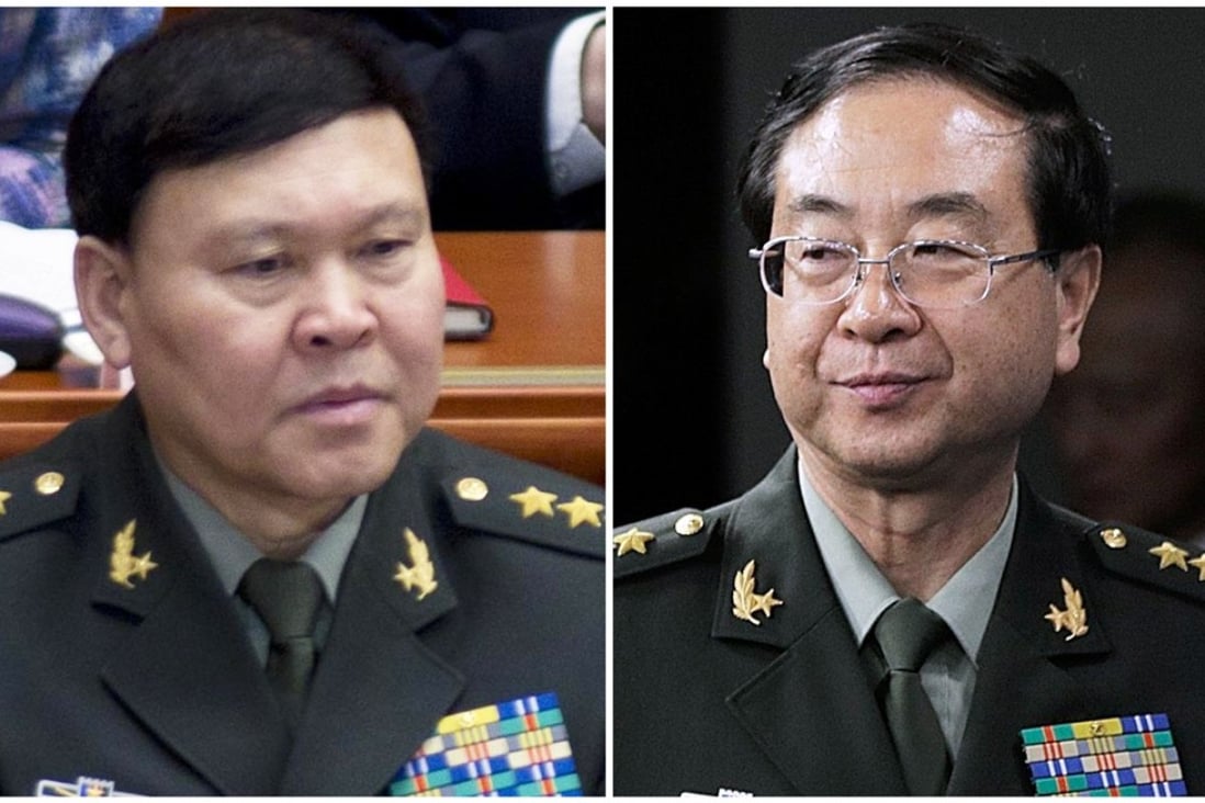 Zhang Yang (left) director of the military’s political work department and Fang Fenghui, former chief of the Joint Staff Department, are not among the delegation to attend the party congress. Photo: SCMP Pictures