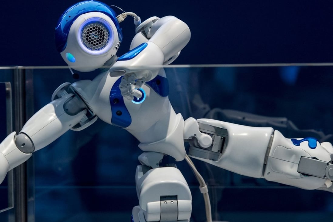 A humanoid “NAO” robot from Japan’s NEC Corp demonstrates its skills at the Mobile World Congress in Barcelona in March. Photo: AFP