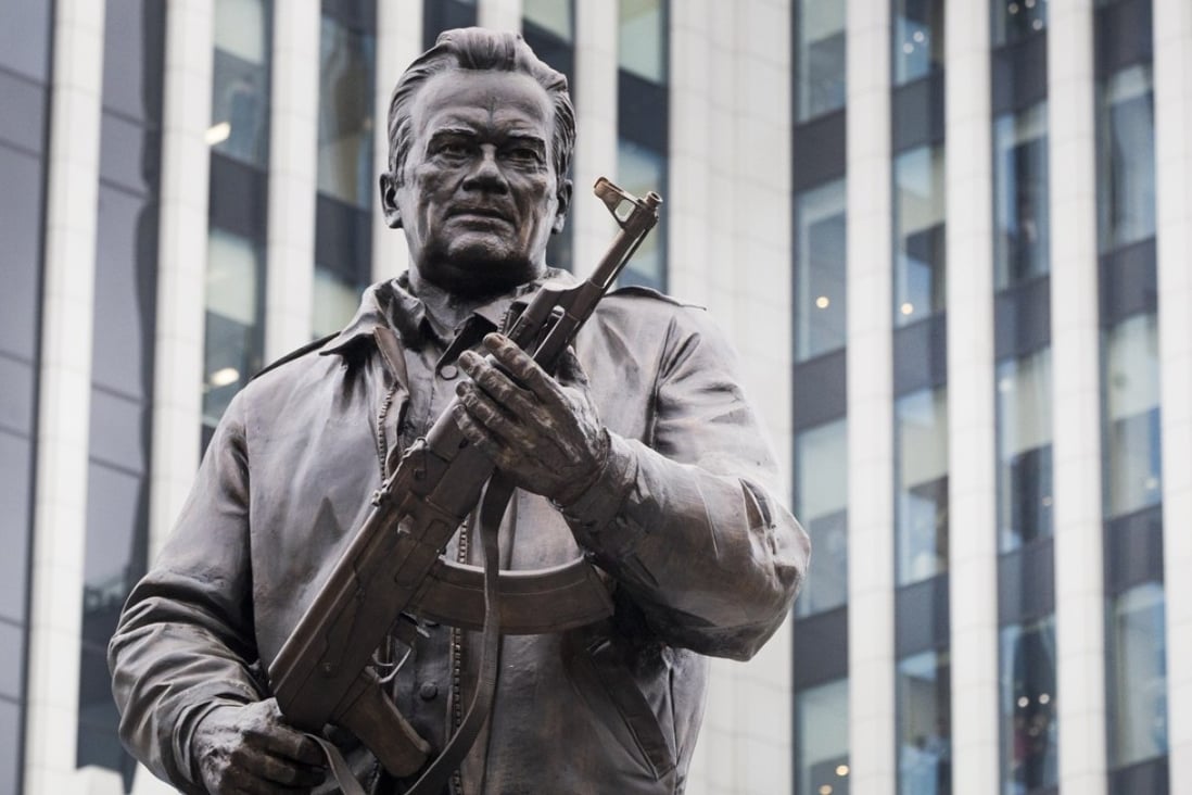 A new monument to Russian firearm designer Mikhail Kalashnikov. Photo: AP
