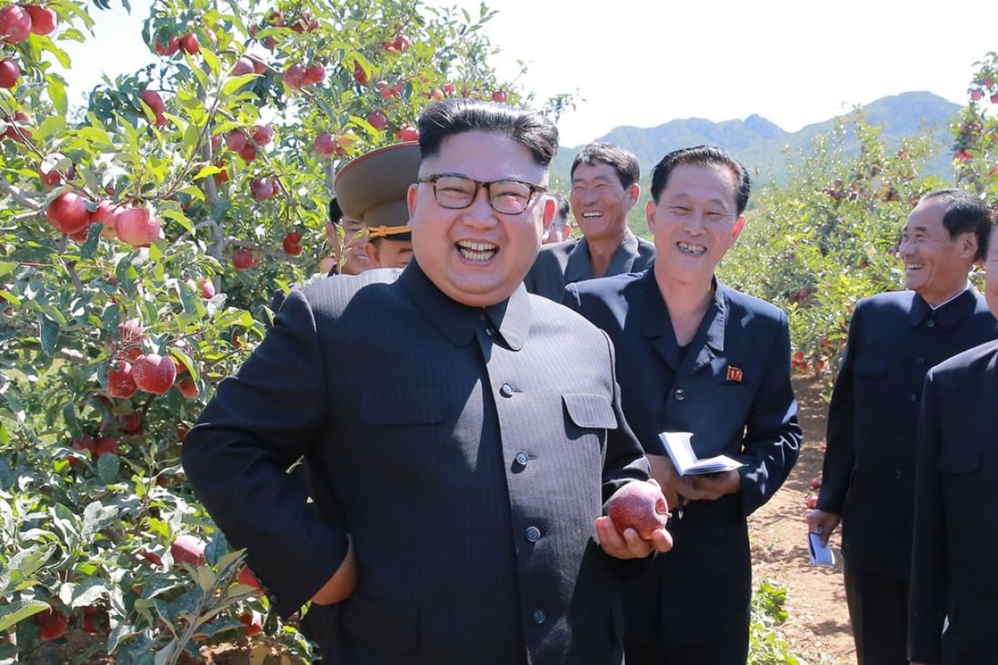 This undated picture released from North Korea's official Korean Central News Agency on Friday shows North Korean leader Kim Jong-un visiting a fruit farm in South Hwanghae Province. Photo: AFP