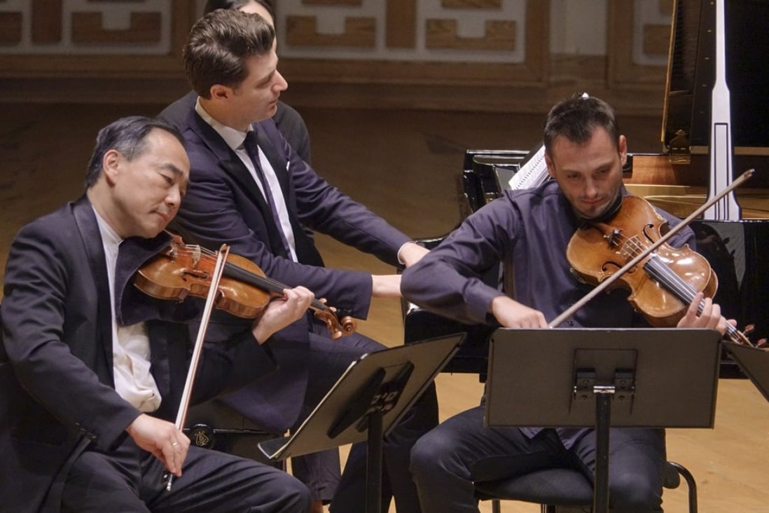 Violinist Cho-Liang Lin, pianist Alessio Bax and Maxim Rysanov, viola, perform during Premiere Performances’ 10th Anniversary Gala Concert at the Hong Kong Cultural Centre. Photo: PPHK
