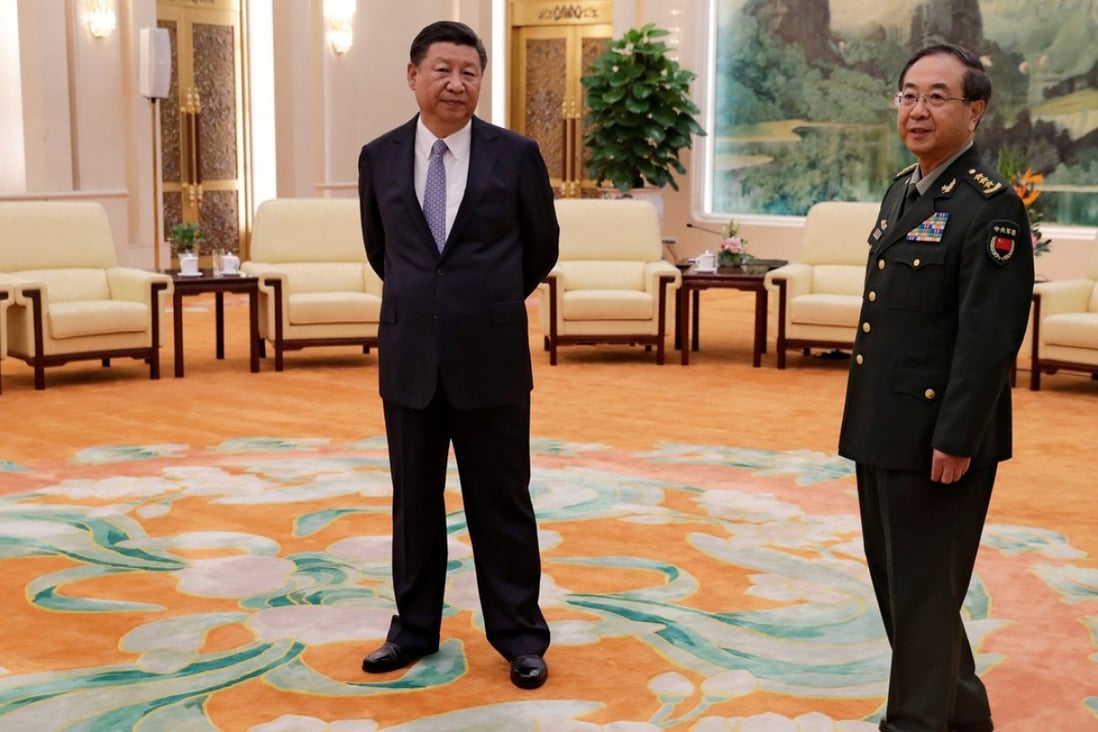 President Xi Jinping and General Fang Fenghui at the Great Hall of the People in Beijing in August 17. Photo: Reuters
