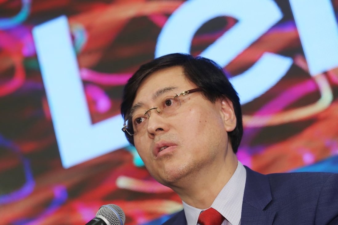 Lenovo 's Chairman Yang Yuanqing attends the company’s annual results news conference in May. Photo: K.Y. Cheng