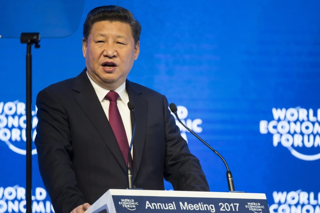 President Xi Jinping delivers a speech on the first day of the World Economic Forum in Davos, Switzerland, in January. Photo: EPA