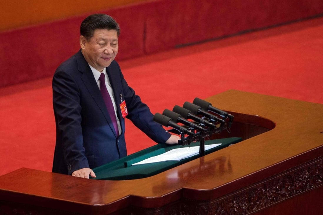 Chinese President Xi Jinping details the direction for China over the next five years at the opening session of the Communist Party’s national congress in Beijing on Wednesday. Photo: AFP
