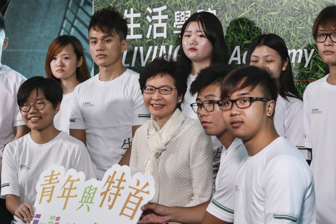 Young Hongkongers with Hong Kong Chief Executive Carrie Lam Cheng Yuet-ngor. Photo: Nora Tam