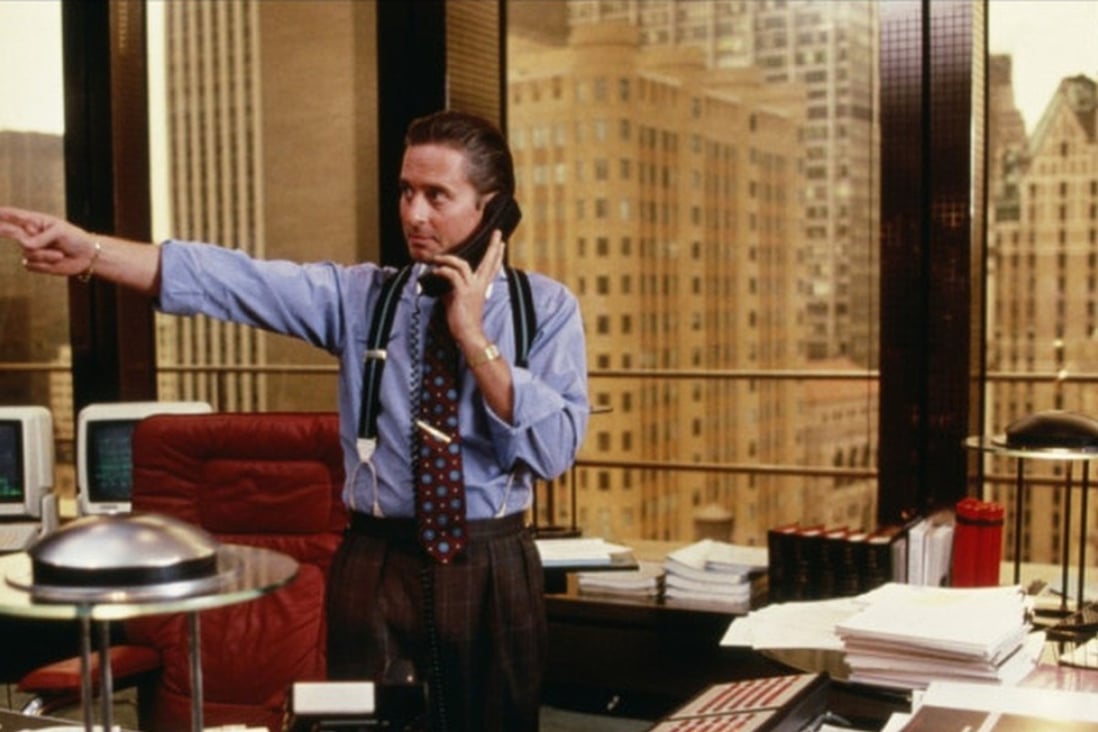 The Dow Jones Industrials fell more than 20 per cent on October 19, 1987, its largest single-day crash. Michael Douglas starred in the 1987 film Wall Street, directed and co-written by Oliver Stone. Photo: Handout