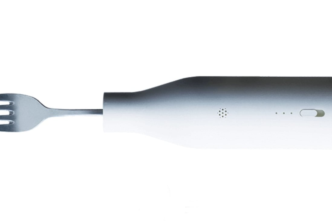 Nissin Food Products’ new noise cancelling noodle fork. Photo: Handout