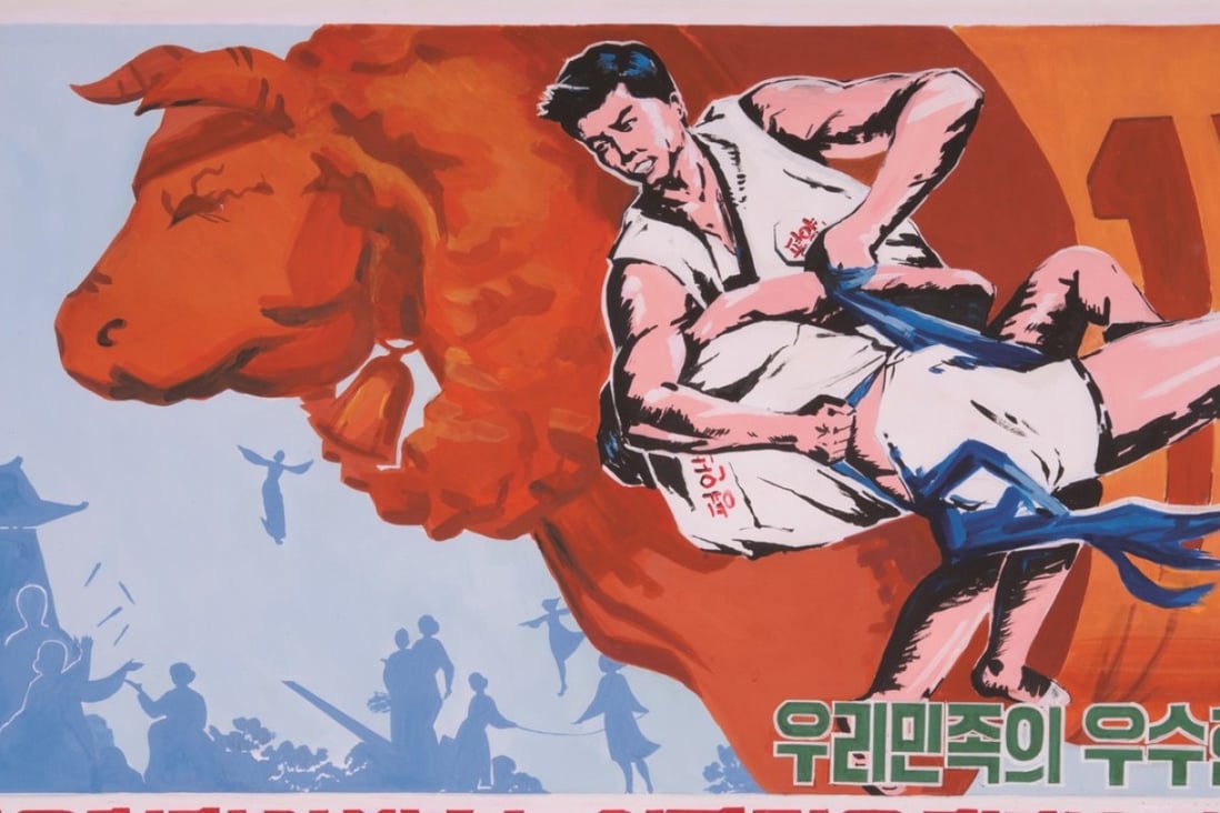 Let us further encourage our nation’s excellent sports activities and folk games! reads the slogan on this North Korean propaganda poster.