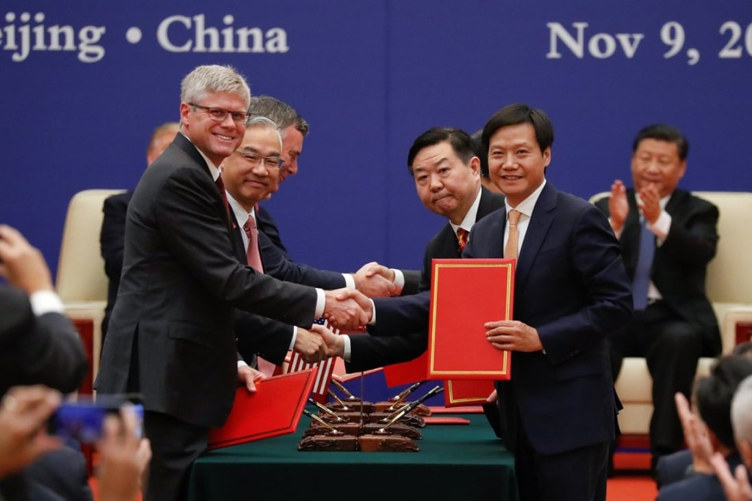 Business leaders at the signing ceremony attended by US President Donald Trump and China's President Xi Jinping at the Great Hall of the People in Beijing. Photo: Reuters