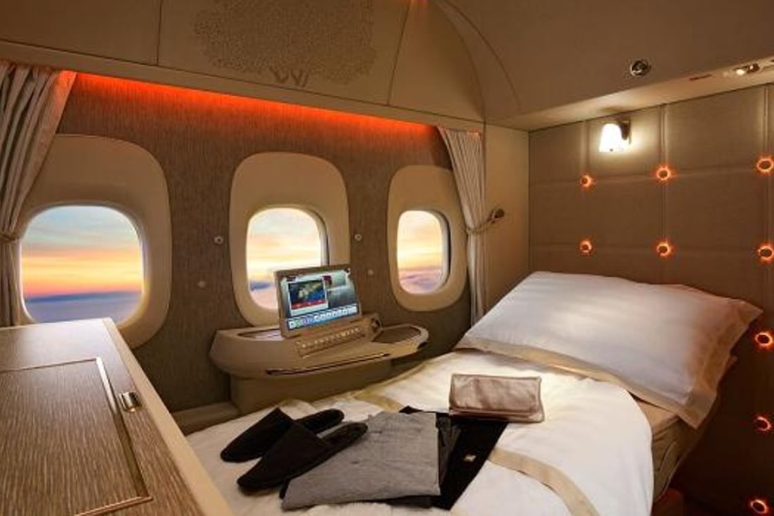 The bed in an Emirates Boeing 777 first-class- suite. Photo: Emirates