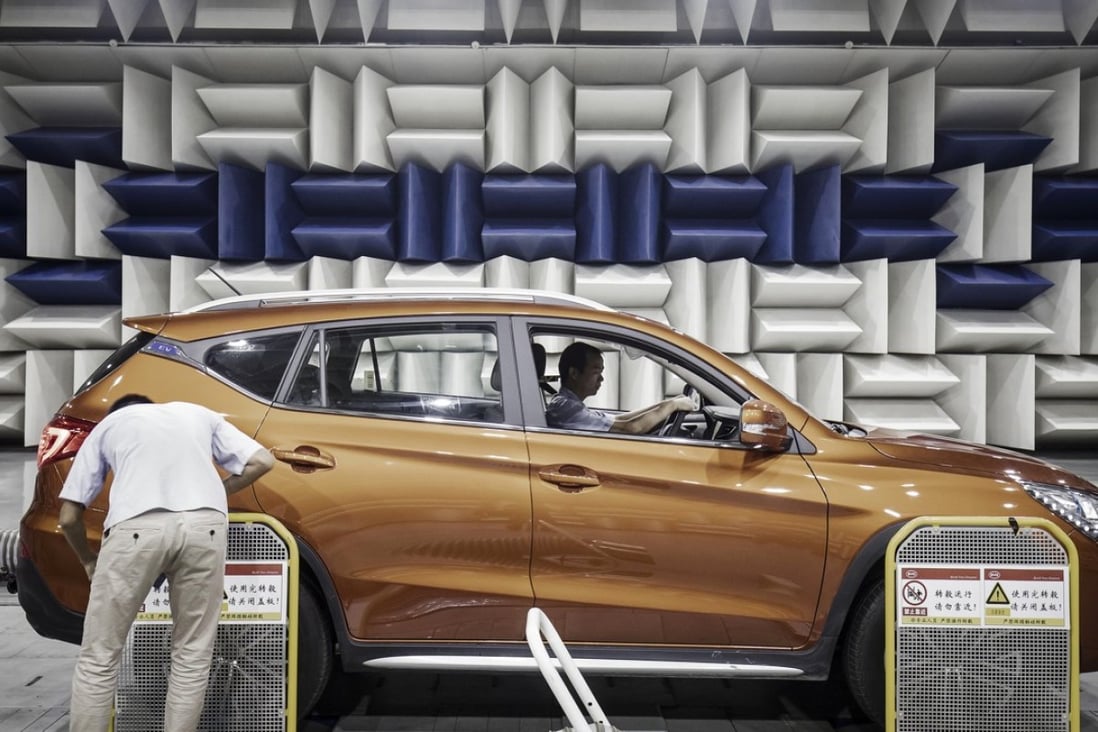A vehicle undergoing acoustics testing at BYD’s headquarters in Shenzhen, China. Photo: Bloomberg
