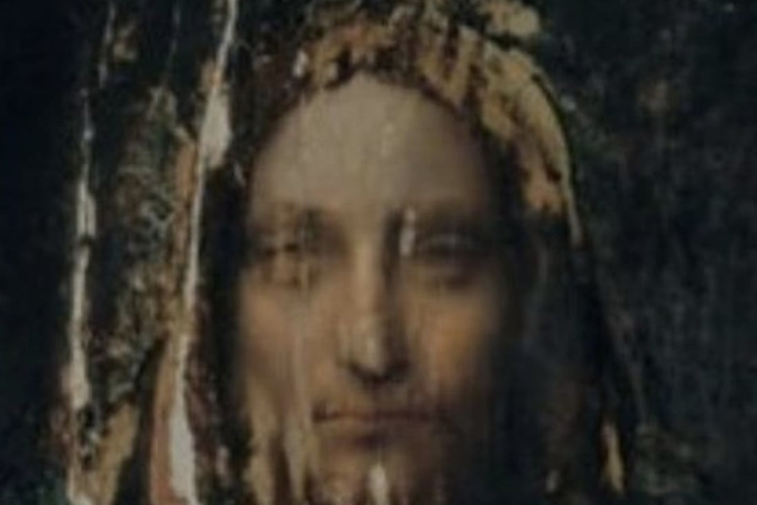 Detail from a photo Thomas Campbell posted of Salvator Mundi, a painting attributed to Leonardo Da Vinci and auctioned for US$450 million, prior to its conservation. Photo: Courtesy of Instagram