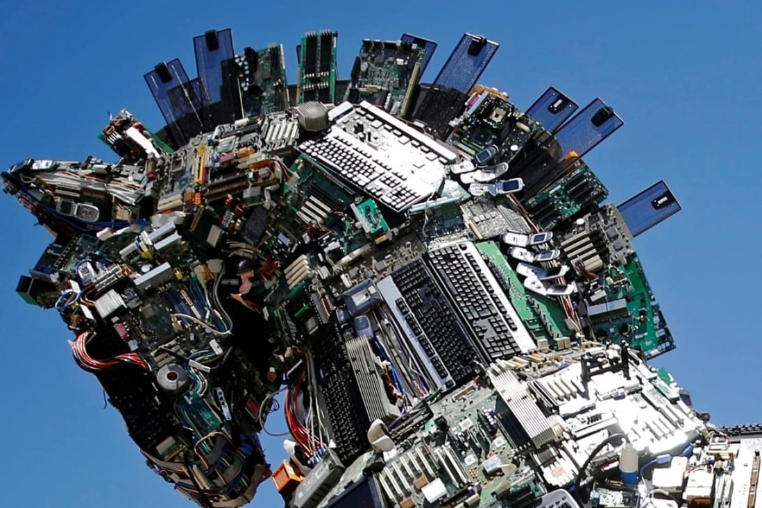 A ‘Cyber Horse’, made from thousands of infected computer and mobile phone bits, at Tel Aviv University. Photo: Reuters