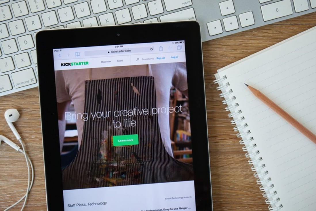 The Kickstarter homepage, seen on an iPad screen. Photo: Shutterstock