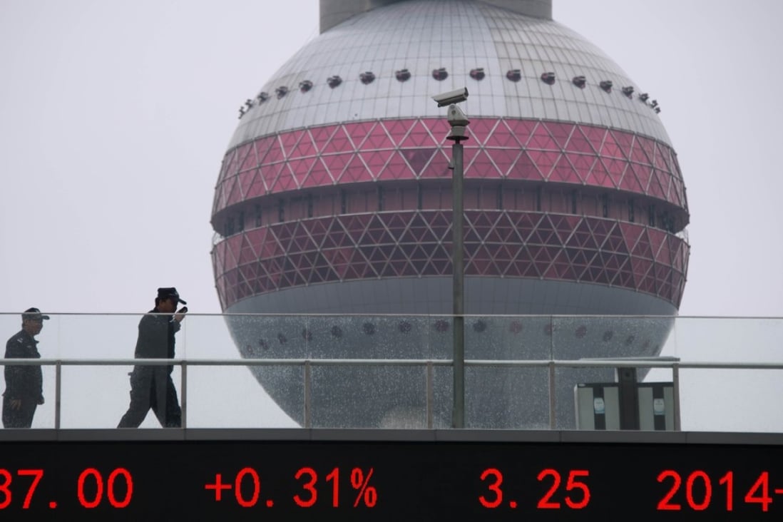 A board showing the numbers of worlds stock exchange rates in the Lujiazui Financial District of Shanghai. Photo: Agence France-Presse