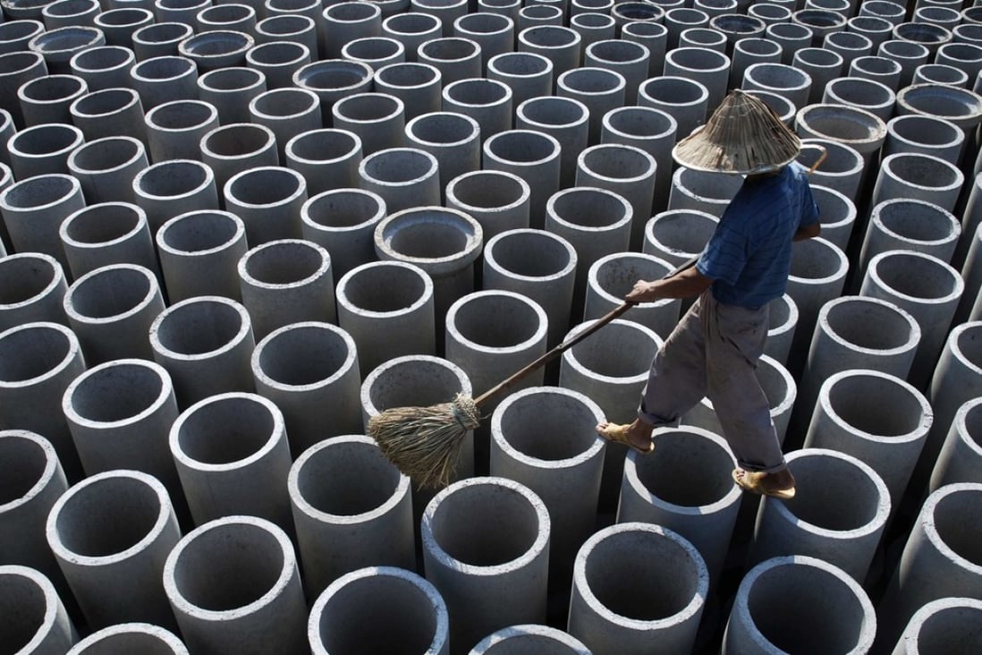 Newly made pipes at a cement plant in China’s Jiangxi province. The country’s domestic cement production growth rates have been largely stagnant since 2014. Photo: Reuters