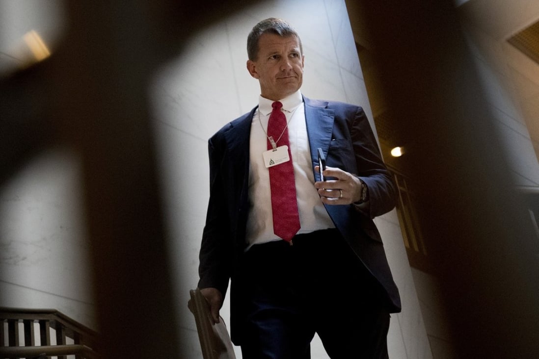 Blackwater founder Erik Prince arrives for a closed meeting with members of the House Intelligence Committee on November 30. Photo: Bloomberg