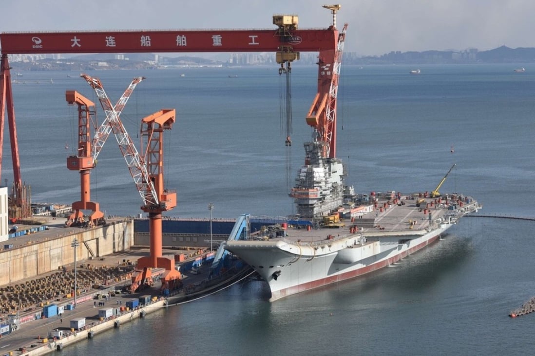 China's new aircraft carrier is undergoing tests in Dalian in Liaoning province. Photo: Weibo