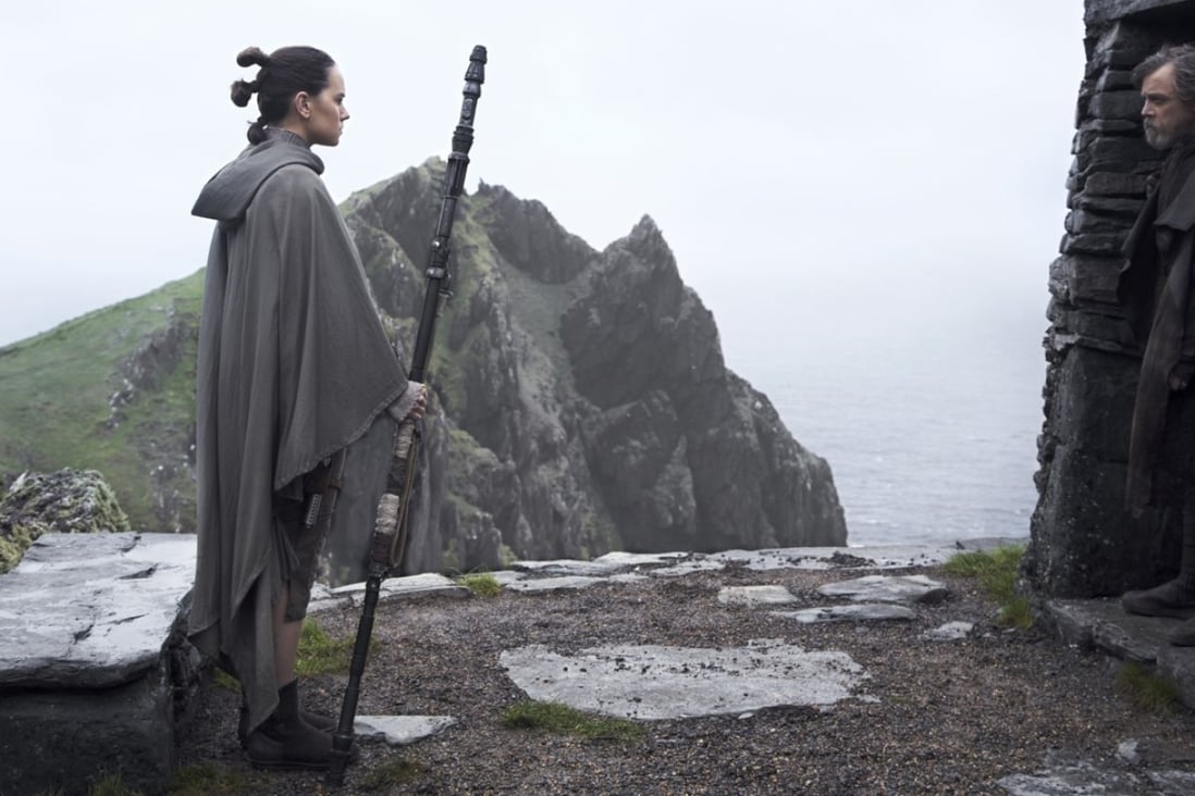 Daisy Ridley as Rey and Mark Hamill as Luke Skywalker in Star Wars: The Last Jedi (category: IIA), directed by Rian Johnson. Photo: Jonathan Olley