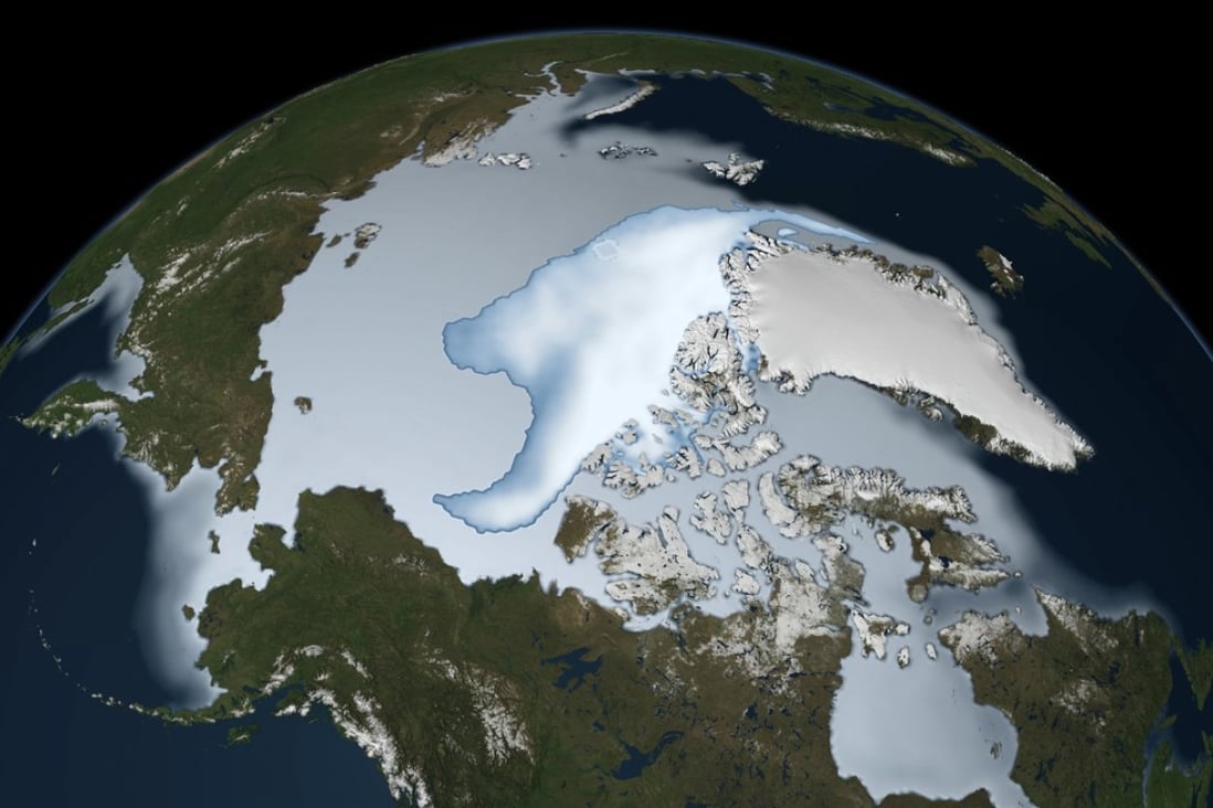 An illustration showing the coverage of sea ice across the Arctic. Photo: Alamy