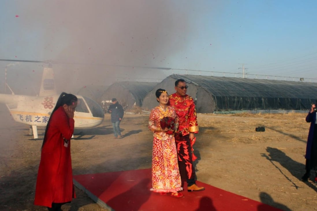 Chinese villager hires helicopter to take his bride to wedding South