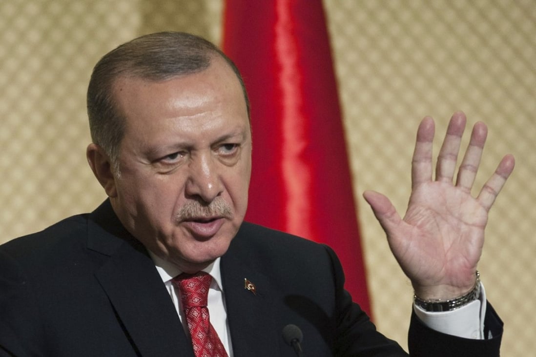 Turkish President Recep Tayyip Erdogan (pictured) denounced Syrian President Bashar al-Assad as a ‘terrorist’ at this news conference on Wednesday. Assad’s government responded in kind. Photo: AP